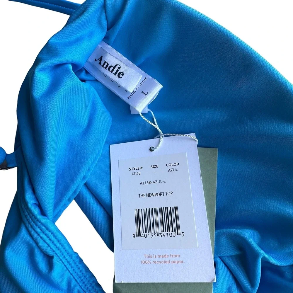 andie swim the newport bikini top bright blue, women size large